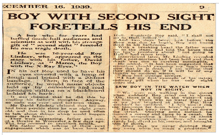 newspaper article about Roy who predicted his own death